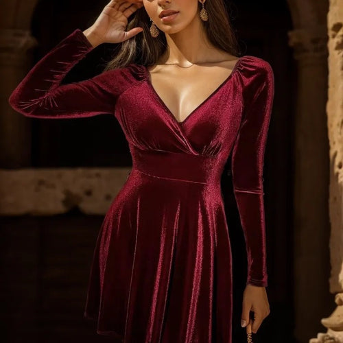 Damen Wickelkleid mit langem Arm und V-Ausschnitt Heidi-Mode