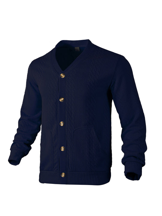 Herren Strickjacke mit dekorativen Knöpfen und praktischen Taschen Heidi-Mode