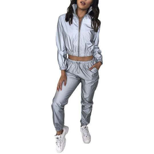 Damen Sportliche Windbreaker-Jacke mit elastischem Bund und hoher Atmungsaktivität Heidi-Mode