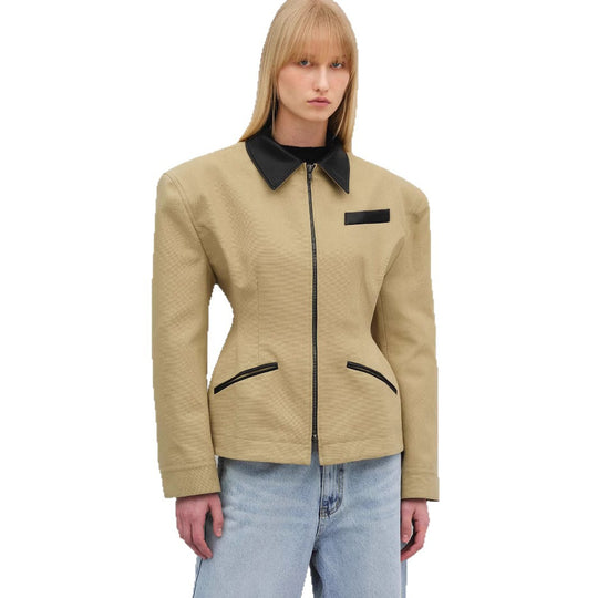 Damen modische Kurzjacke mit kontrastierendem Kragen Heidi-Mode