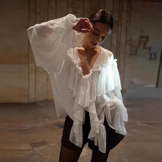 Damen Bluse mit Volants Heidi-Mode