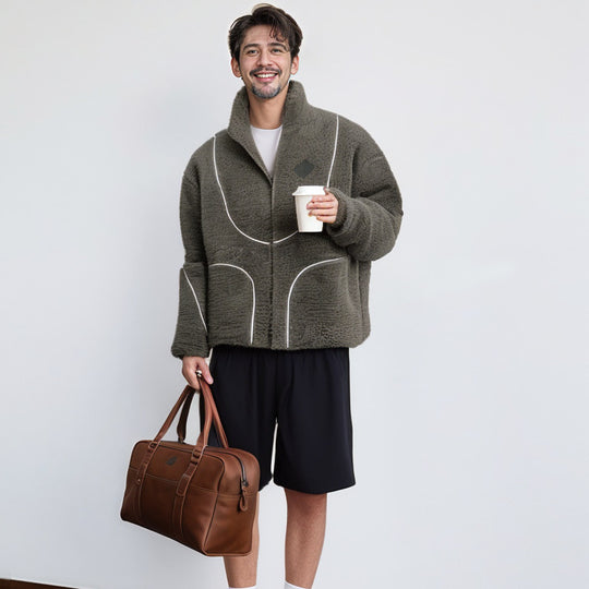 Damen Fleecejacke mit hohem Kragen und praktischen Reißverschlusstaschen Heidi-Mode