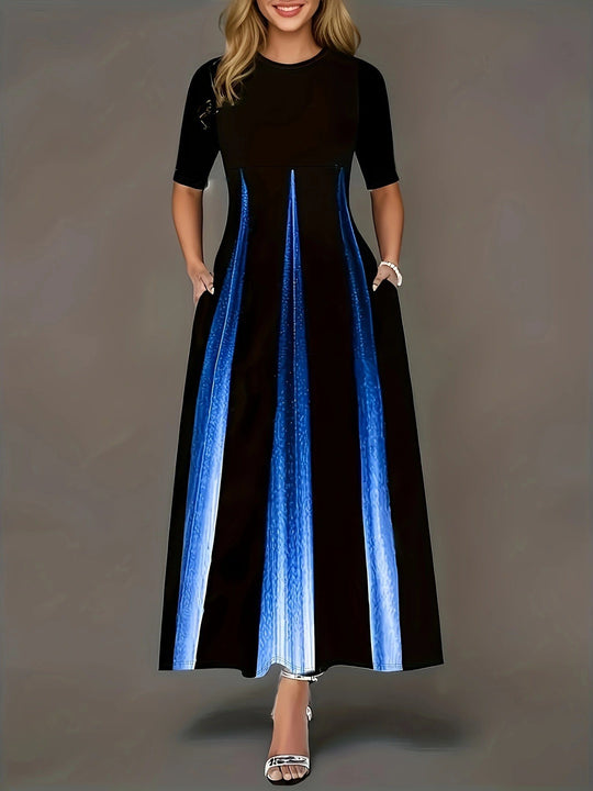 Damen Maxikleid mit modernem Farbverlauf und praktischen Seitentaschen Heidi-Mode