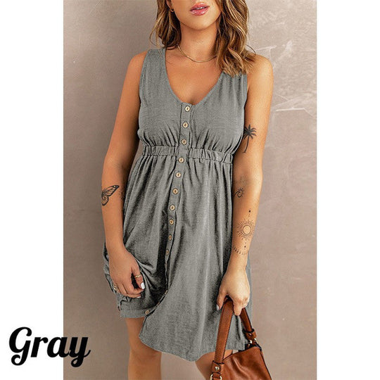 Damen Sommerliches Jerseykleid mit Knopfdetails und Tailliierung Heidi-Mode