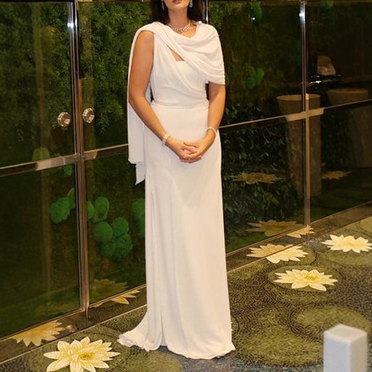 Damen Elegantes Abendkleid mit asymmetrischem Schal und eleganter Silhouette Heidi-Mode