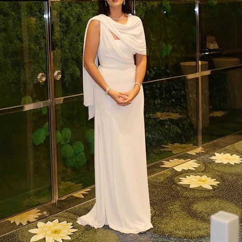 Damen Elegantes Abendkleid mit asymmetrischem Schal und eleganter Silhouette Heidi-Mode
