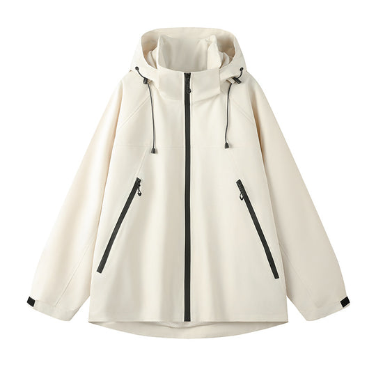 Damen technische Outdoor-Jacke mit verstellbarer Kapuze und funktionalen Reißverschlusstaschen Heidi-Mode