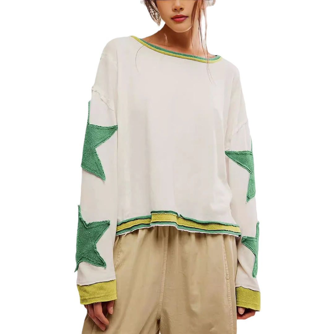 Damen lässiger Pullover mit Sternen-Design Heidi-Mode