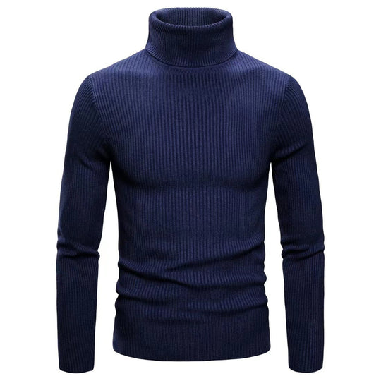 Herren Hochwertiger Rollkragenpullover aus feiner Rippstruktur Heidi-Mode