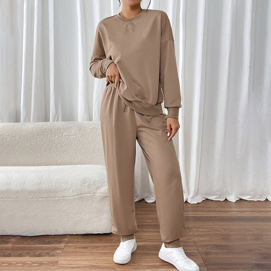 Damen sportliches Sweatshirt- und Jogginghose-Set mit elastischem Bund Heidi-Mode