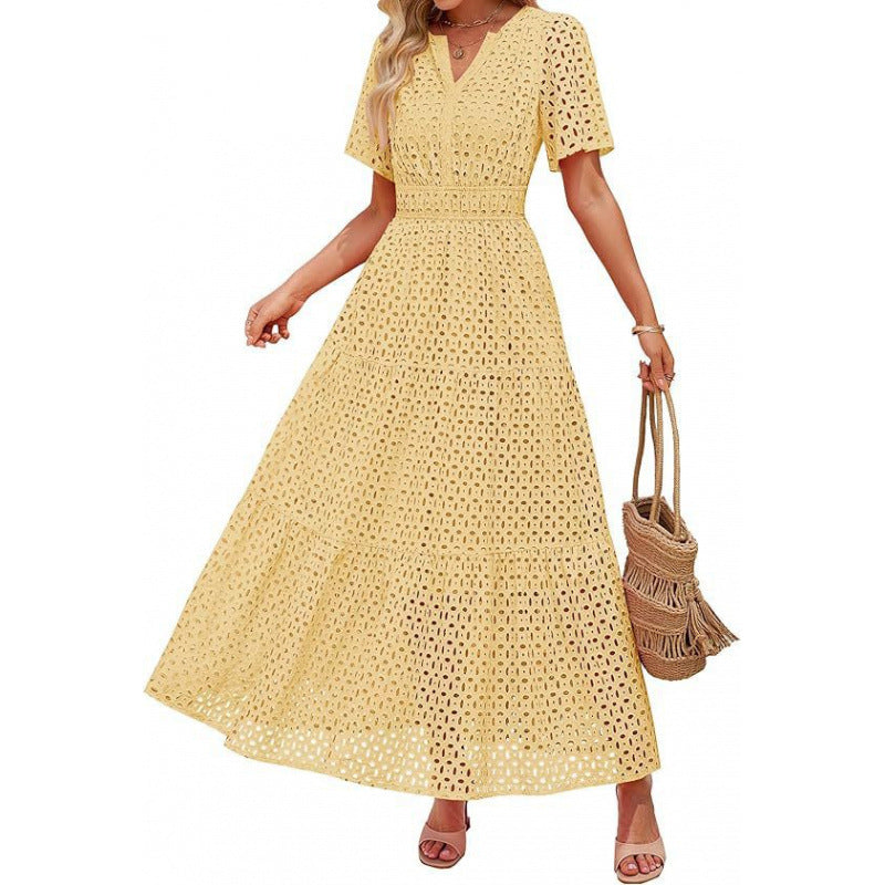 Damen Maxikleid mit gehäkeltem Muster Heidi-Mode