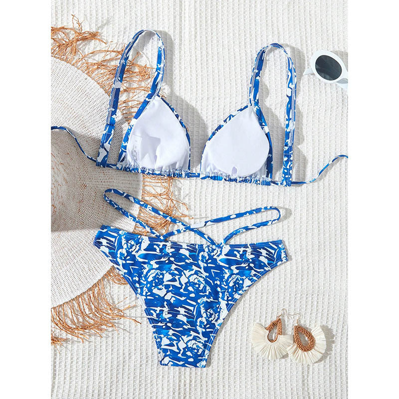 Damen Bikini-Set mit kreativem Muster und sexy Schnürdetails Heidi-Mode