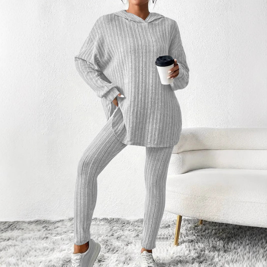 Damen Leggings-Set mit strukturiertem Langarmoberteil und bequemer Passform Heidi-Mode