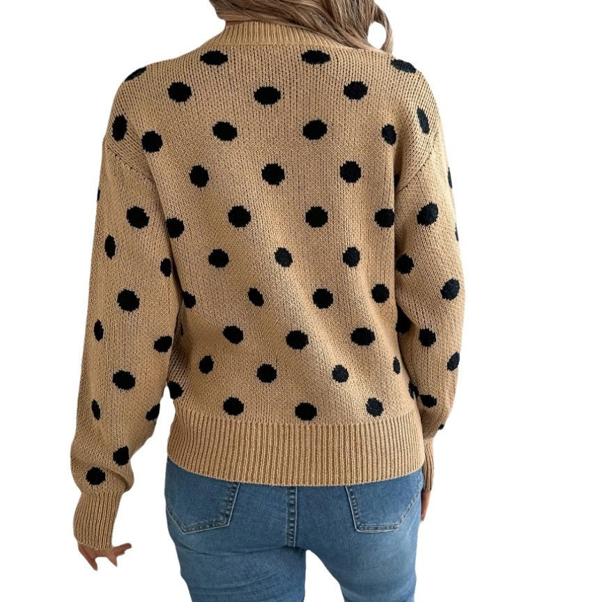 Damen Grobstrickpullover mit gepunktetem Muster und lässigem Schnitt Heidi-Mode