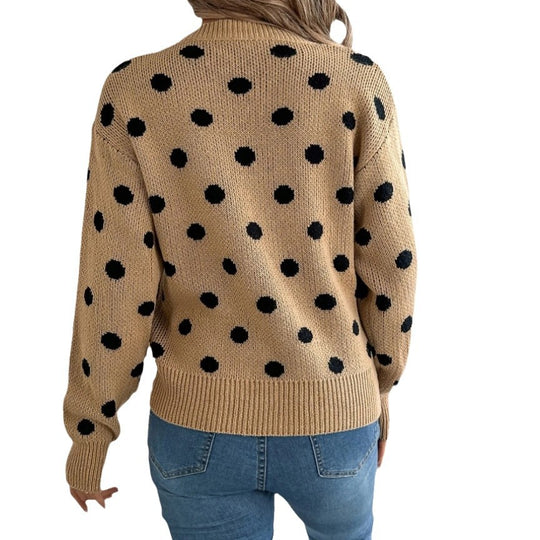 Damen Grobstrickpullover mit gepunktetem Muster und lässigem Schnitt Heidi-Mode