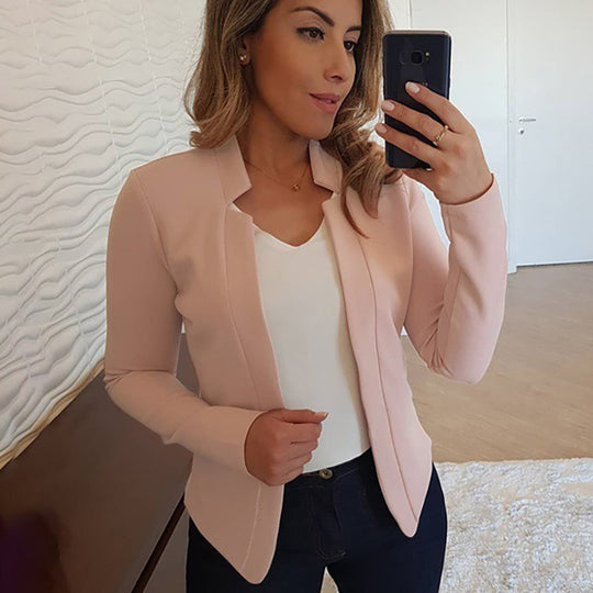 Damen Eleganter Slim-Fit Blazer mit offenem Kragen und langen Ärmeln Heidi-Mode