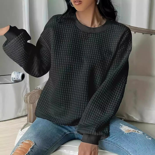Damen Pullover mit strukturiertem Waffeldesign und lässigem Schnitt Heidi-Mode