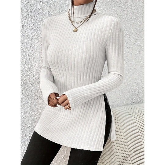 Damen Modischer Rollkragenpullover mit angesagter Rippstruktur Heidi-Mode