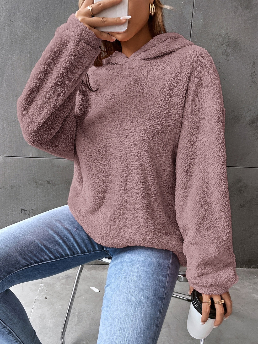 Damen kuscheliger Hoodie aus hochwertigem Plüsch Heidi-Mode