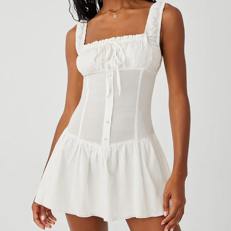 Damen Minikleid mit Rüschendetails und dekorativem Knoten Heidi-Mode