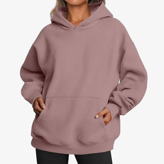 Damen Kapuzenpullover im Oversized-Stil mit praktischen Beuteltaschen Heidi-Mode