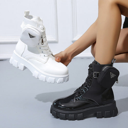 Damen Fashion Stiefel mit praktischer Taschen-Option und auffälliger Sohle Heidi-Mode