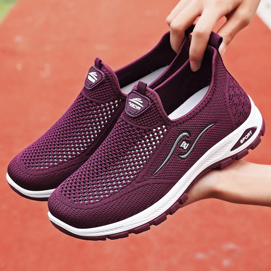 Damen Slip-On Sportschuhe mit atmungsaktiver Strickkonstruktion Heidi-Mode