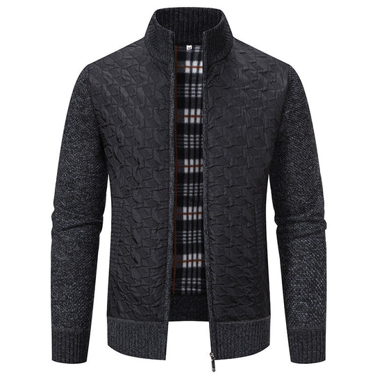 Herren Übergangsjacke mit hohen Kragen und gesteppter Innenseite Heidi-Mode