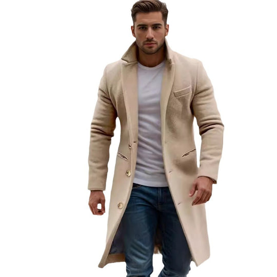 Herren eleganter Langmantel mit feinen Knopfdetails und schickem Schnitt Heidi-Mode