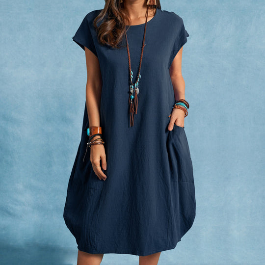 Damen luftiges Sommerkleid mit praktischen Taschen und modernem Schnitt Heidi-Mode