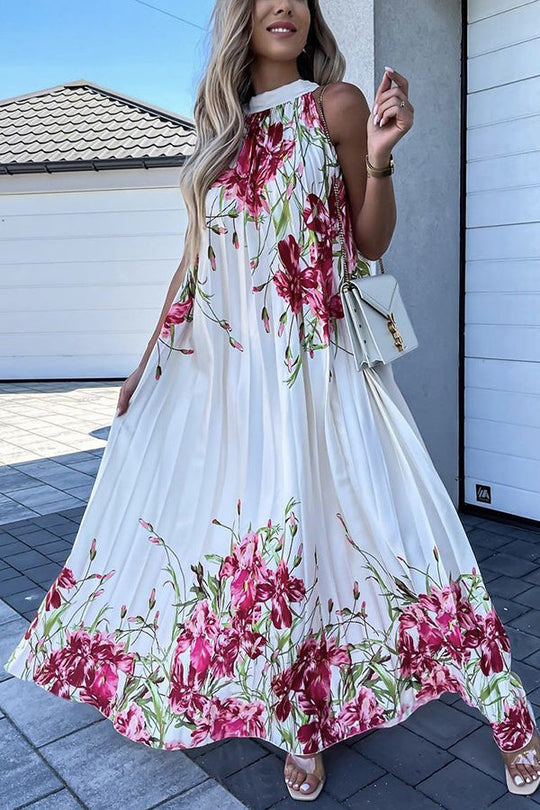 Heidi-Mode | Life in Floral Plissierter Neckholder Maxikleid