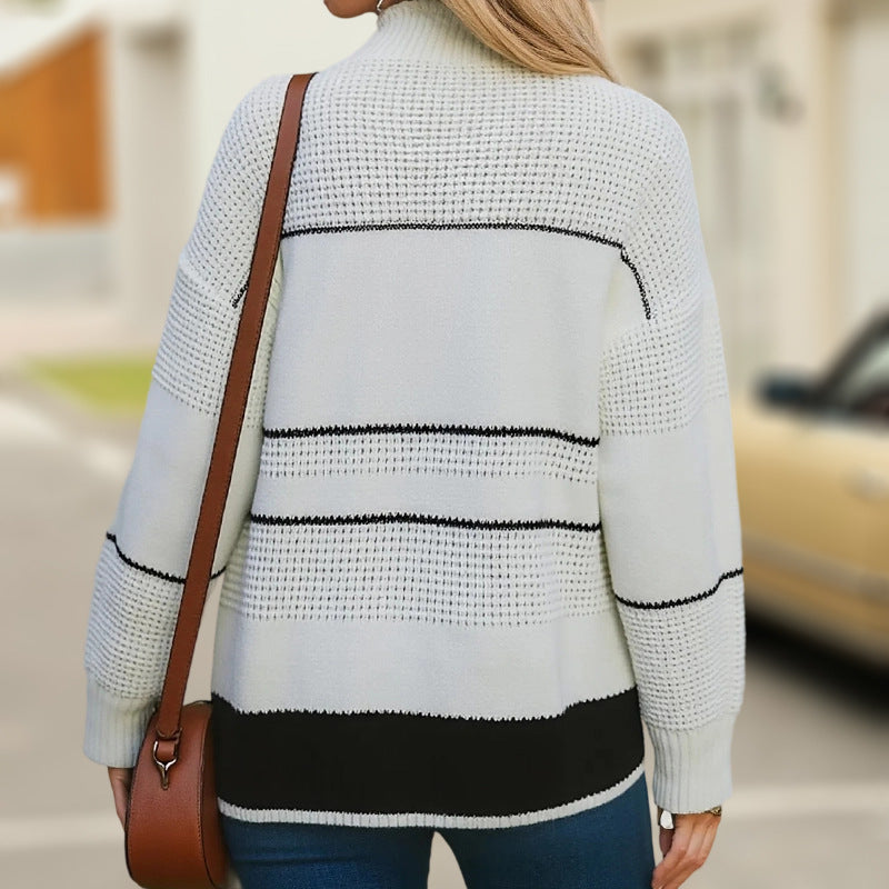 Damen modischer Strickpullover mit strukturiertem Kragen und Knopfdetails Heidi-Mode