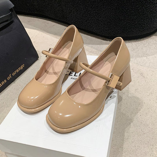 Damen Elegante Mary Jane Pumps mit Blockabsatz und modischem Riemen Heidi-Mode