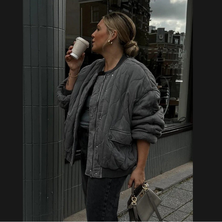 Damen gesteppte Oversized-Bomberjacke mit weichem Futter und luxuriösem Schnitt Heidi-Mode