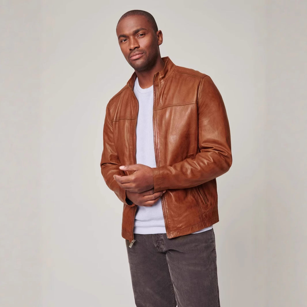 Herren Lederjacke im klassischem Design mit praktischen Taschen Heidi-Mode