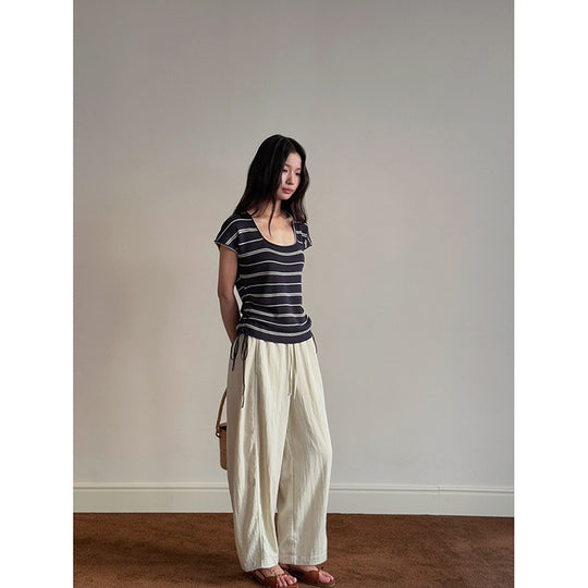 Damen weite Loungehose mit elastischem Bund und komfortablem Schnitt Heidi-Mode