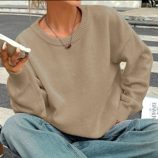 Damen Pullover mit lässigem Schnitt und voluminösen Ärmeln Heidi-Mode