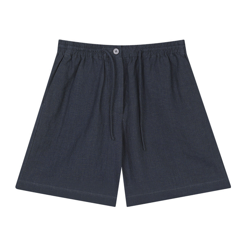Damen luftige Leinen-Shorts mit elastischem Bund und verstellbarem Kordelzug Heidi-Mode