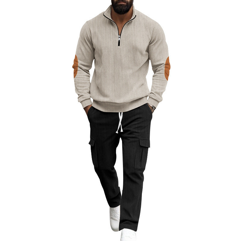 Herren sportliches Freizeitset mit Reißverschluss und praktischen Taschen Heidi-Mode