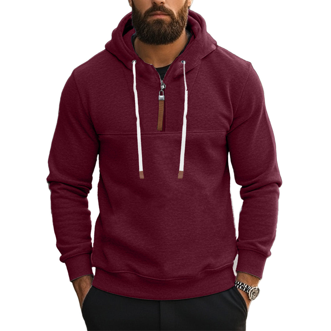Herren Kapuzensweater mit halbem Reißverschluss und modernem Schnitt Heidi-Mode