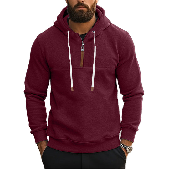 Herren Kapuzensweater mit halbem Reißverschluss und modernem Schnitt Heidi-Mode