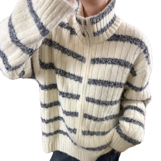 Damen Strickpullover mit hohem Kragen Heidi-Mode