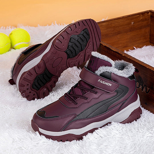 Damen Warm gefütterte Winterstiefel mit rutschfester Sohle und verstellbarem Klettverschluss Heidi-Mode