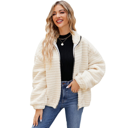 Damen Baumwoll-Fleecejacke mit Reißverschluss Heidi-Mode