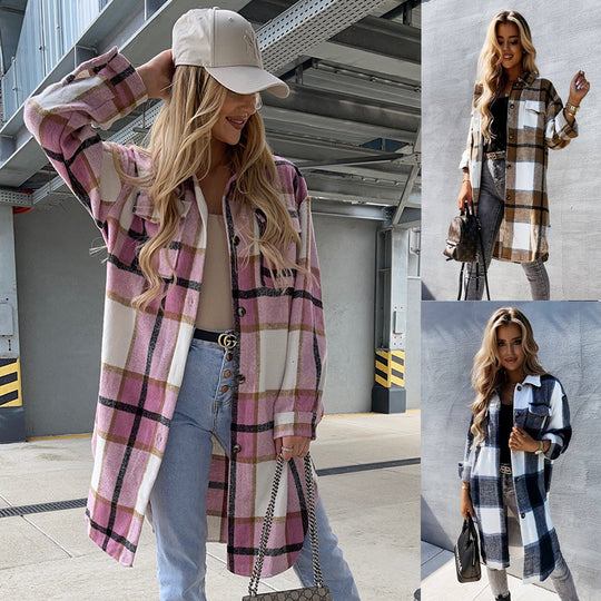 Damen Karierte Overshirt Heidi-Mode