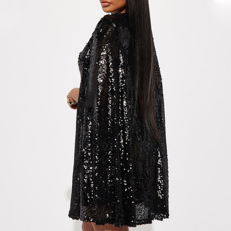 Damen Festliches Paillettenkleid mit capa-ähnlichem Design und elegantem Schnitt Heidi-Mode
