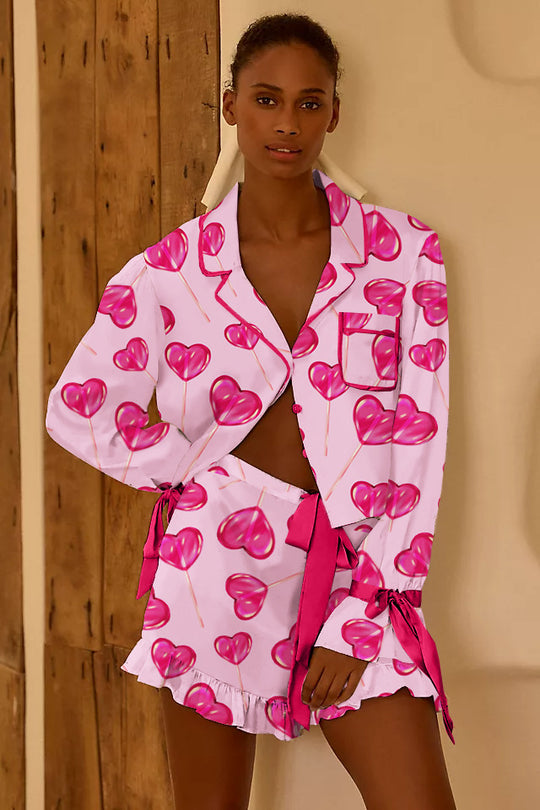 Damen Schlafanzug-Set mit Erdbeer-Design Heidi-Mode