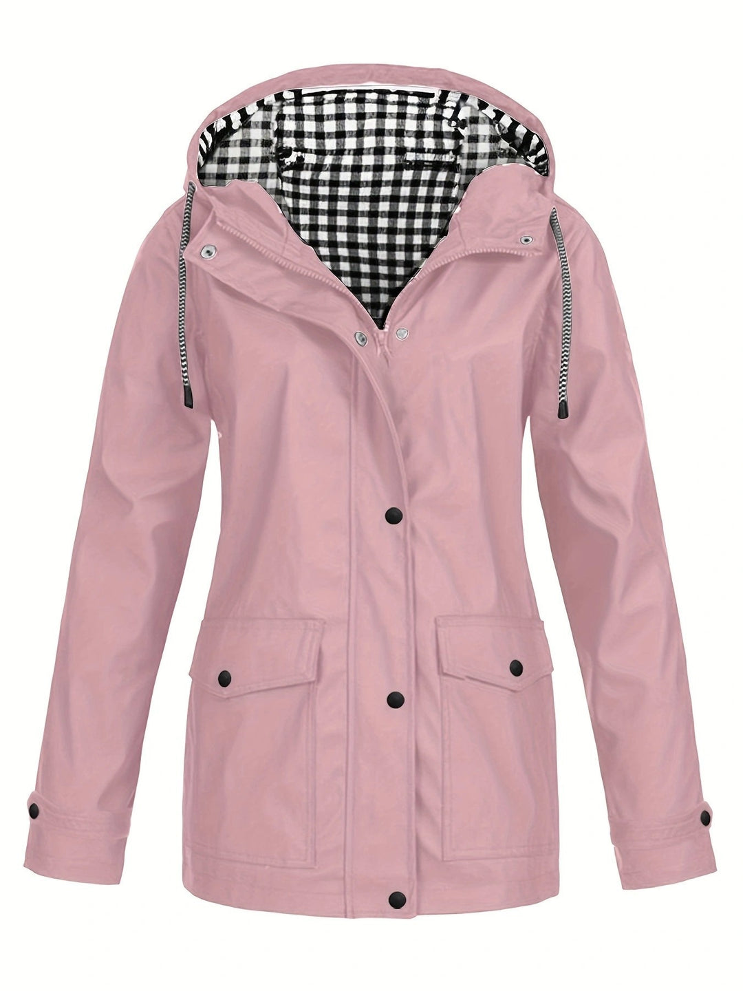 Damen modische Regenjacke mit kontrastierendem Innenfutter und praktischen Taschen Heidi-Mode