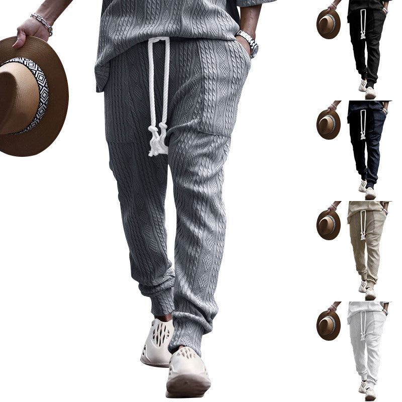 Herren gestricktes Freizeit-set mit elastischem Bund und lässigem Design Heidi-Mode