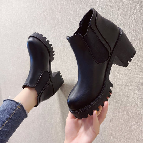 Damen Chunky Chelsea Boots mit robustem Profil und elastischen Einsätzen Heidi-Mode